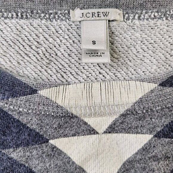 J Crew Sweatshirt Women Size S Geometric Crew Neck Drop Shoulder Oversized Gray - Picture 8 of 14